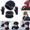 Берец Зимняя шапочка для мужчин плюшевые шарф-шарф-перчатки 3-пк
