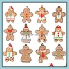 Decorazioni natalizie 12 pezzi ornamenti omino di pan di zenzero per albero di Natale figurine di plastica assortite appese consegna goccia 2022 casa Dhj1P