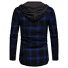 Men's Hoodies Men's Fashion Plaid Hoodie Casual Long Sleeve Check Shirts Button Down With Pocket Tracksuit Men Anime