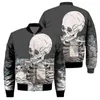 Men's Jackets Men's Autumn Winter Jacket Stylish Fashion Hip Hop High Quality Skeleton Skull Print Kapital Zipper Coat Halloween Sports