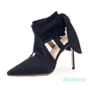 Sandals Women's Sexy High Heel Female Fashion Heels Black Suede Lace-Up Pointed Toe Party Shoes Ladies Footwear Plus Size