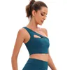 Completo da yoga da donna, compressione sulla pelle, vestibilità leggera, comfort, spalla singola, reggiseno sportivo, esposizione al torace, Lenceria Femenina