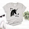 Unicorn Star Print Tee Mulheres Hipster casual Camiseta engraçada Lady Yong Girl Top 90s