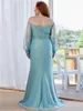 Plus Special Occasion Dresses Long Sleeve Fishtail Sequins Prom Evening Dress EP07