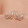 Boucles d'oreilles mode S925 argent or couleur Zircon aile de papillon pour les femmes mignon petit cristal boucle d'oreille bijoux