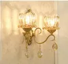 Lampes murales Lumière Led Plein Cuivre De Luxe Cristal Nordique Miroir Luminaire Salle De Bains Salon Décoration Wandlamp