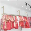 Commercial Furniture Wedding Shop Display Shelf Commercial Furniture Gold Simple Wall Hung Clothing Store Mounted Dress Rack Qipao S Dhd0P