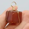 Pendant Necklaces High Quality Natural Stone Small Square Reiki Heal Red Agate Charms For Jewelry Making DIY Necklace Accessories 17x17mm