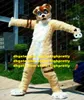 Khaki Long Fur Furry Wolf Mascot Costume Husky Dog Fursuit vuxen tecknad utföra skådespelare Turistattraktioner ZZ7663