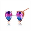 Stud Stud lujo mujer rosa amarillo cristal pendientes encanto Sier Color para mujeres lindo Arco Iris pequeña boda gota entrega 2022 joyería Dhu5D