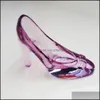 Novelty Items Crystal Shoe Glass Slipper Birthday Gift Home Decor Cinderella Highheeled Shoes Wedding Figurines Miniatures Ornament Dhibr