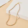 Chains Bohemia Style Gold Color Cute Glass Beaded Necklace Multicolor Short Chokers Charm Necklaces Sweet Neck Jewelry For Women Girls