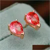 Stud Stud Luxury Female Pink Yellow Crystal Earrings Charm Sier Color For Women Cute Rainbow Small Wedding Drop Delivery 2022 Jewelry Dhu5D