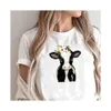 Tee-shirt de mode d'été Femme Funny Cow With Flower Animal Lover Farm t Femmes Tops1453800