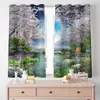 Vorhang Mond Vorhänge für Wohnzimmer Kirschbaum Blackout Fenster Set Schlafzimmer Dekoration ästhetische Boho Home Hintergrund Dekor