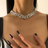 Chains Sindlan 1Pc Punk Gold Color Cuban Chain Necklace For Women Rhinestone Streetwear Couple Emo Choker Jewelry Collares Mujer 2022