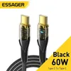 Essager USB C a tipo C Cables PD100W 60W Carga rápida Teléfono celular Cable de carga Cable para Xiaomi Samsung Huawei cable transparente