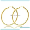 Hoop Huggie Jewelrymxgxfam Titanium Steel Rope Circle Hoop ￶rh￤ngen smycken f￶r kvinnor mode 3 storlek val 4 guldf￤rg hie drop otyec