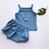 Clothing Sets Baby Clothes Summer Toddler Girl Strap Suits Cotton Solid Boy Tops Tee and Shorts Infant Tracksuit born 221103