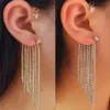 Backs Earrings Sweet Exquisite Sparkling Zircon Butterfly Tassel Ear Cuff Clip Earring No Pierced Rhinestone On For Women Jewelry