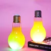 Wholesale LED Light Bulb Water Bottle Plastic Milk Juice Water Bottle Disposable Leak-proof Drink Cup With Lid Creative Drinkware bb1103