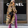 Women's Fur VigoJany 2022 Women Women's Faux Coats Winter Casual Tiger Stripes Jacket Female Thick Warm Plush Outerwear