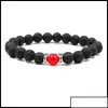 Bracelets de charme Bracelets de charme bijoux pierre de lave volcanique noire 8Mm perles de Yoga pierres naturelles extensible perlé huile essentielle Diffu D Otusc