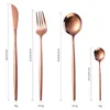 Conjuntos de utensílios de jantar de ouro rosa de 36 peças conjunto de faca de faca de faca de faca de cozinha pratos de mesa de cozinha cozinha cozinha cozinha de cozinha