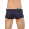 Caleçon Sexy hommes Boxer taille basse pénis poche Lingerie hommes glace soie slips hommes culottes hommes sous-vêtements Comfor respirer