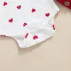 مجموعات الملابس Citgeett Spring Valentine's Day Infant Baby Girls Clothes Heart Print Rumbles Long Stlee Bodysuitsssusspender Goyts 221103