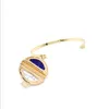 Bangle Light Yellow Gold Color Alloy Round Lapis Lazuli And White Howlite Stone For Women Fashion Jewelry