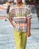 Męskie dresy 2022 męska koszula z krótkim rękawem spodnie dwuczęściowy zestaw Street Outdoor w stylu Casual, z nadrukiem klapa jednorzędowy kombinezon do chodzenia