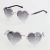 Neueste Mode Randlose Leopard Spiegellinse Sonnenbrille Damen Sonnenbrille Design Cat Eye Sonnenbrille Fahren Metallrahmen Brille 18K Gold Diamantschliff Linsengröße 56