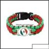 Pulseras de encanto Bandera de México Paracord Supervivencia Pulseras de cámara al aire libre para mujeres Hombres Niñas Amistad Cuerda 550 7 Pulsera Joyería Drop Ot3Yh