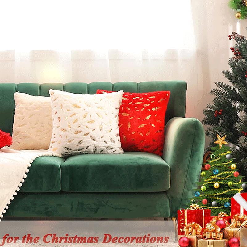 Pillow Feather Bronzing Pillowcases Plush Silver Gold Sequins Christmas Cases 45x45cm White Cover Sofa Home Decorative