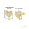 Stud Earrings 1 Pair Hip Hop Cubic Zirconia Paved Bling Iced Out Heart Earring For Men Women Rapper Jewelry Gifts