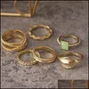 Cluster Rings Cluster Rings Fashion Gold Color Cross Wide Set For Women Trendy Gothic Green Stone 2022 Finger Ring Female Jewelryclu Dhuaw