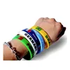 Drapeau du monde Bracelets de gelée bracelet hommes femmes Silicone gravé pays sport bracelet en caoutchouc bande manchette accessoires bracelet GC1770