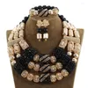 Halskette Ohrringe Set Luxus Schwarz und Gold Kristall Statement Dubai Brautkostüm Damen Schmuck Zubehör WE092