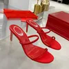 Сандалии Rene Caovilla 2022 Высококачественные сандалии дизайнеры 100% кожаные новые каблуки сандалии летние хрустальные женские свадебные одежды туфли каблуки вечеринка сексуально