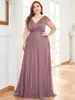 Plus Size Special Occasion Dresses Fat V-Neck A-line Evening Party Dress EP04