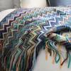 Decken Cutelife Bohemian Style gestrickte farbenfrohe Fadendecke f￼r Sofa Geometrisches Muster Bett Wohnzimmer werfen dekorativ