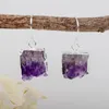 Dangle Earrings BOROSA Natural Amethysts Slice Earring Silver Color Raw Purple Crystal Quartz Jewelry For Women WX1355