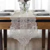 Tafelkleed tafel loper witte Europa geborduurde tafel vlag bruiloft hardloper mooie kant eenvoudige stof tv -kast tafelkleed stofomslag J221018