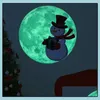 Wall Stickers Chirstmas Moon Luminous Glow Sticker Night Club Fluorescent Stickers Decor Xams Snowman Home Wall-Window Decoration Dr Dhrkj