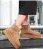 Desigser meia plataforma botas designer feminino botas de neve real couro grossa grossa marrom slip-on austr￡lia botas de pel￺cia de inverno Bottes EUR35-40DS