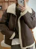 Damesleer Ftlzz Herfst Winter Vrouwen PU Jacket Streetwear Vrouw Moto Biker Faux Lamb Sheepskin Coat