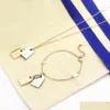 Bracelet Necklace Fashion Necklace Bracelet Jewelry Sets Man Lady Women Metal Engraved Initials Double Square Pendant Nanogram Tag Dhfri