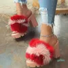 فستان أحذية النعال مسطحة باطن عالي الكعب الصنادل Flip Flop Slides Shoes Fashion Womens Furry