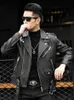 Men's Leather Faux Leather Mauroicardi Spring Autumn Short Cool Black Leather Biker Jacket Men Zipper Long Sleeve Belt Plus Size European Fashion 4xl 5xl T221102